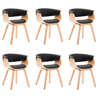 Eetkamerstoelen 6 st gebogen hout en kunstleer zwart
