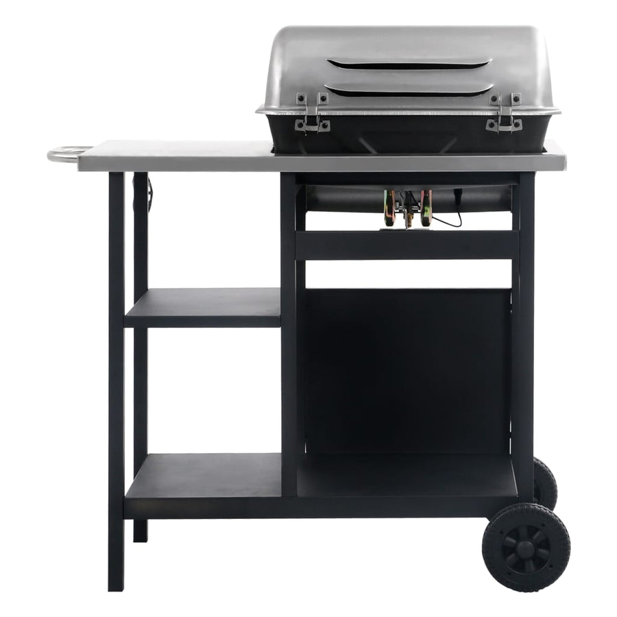 Gasbarbecue Met 3-Laags Zijtafel Kleurig Zwart en zilver