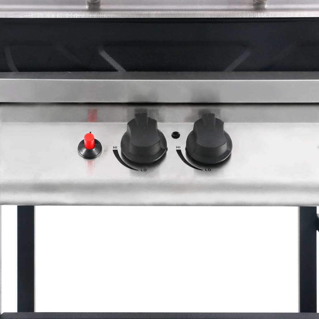 Gasbarbecue Met 3-Laags Zijtafel Kleurig Zwart en zilver