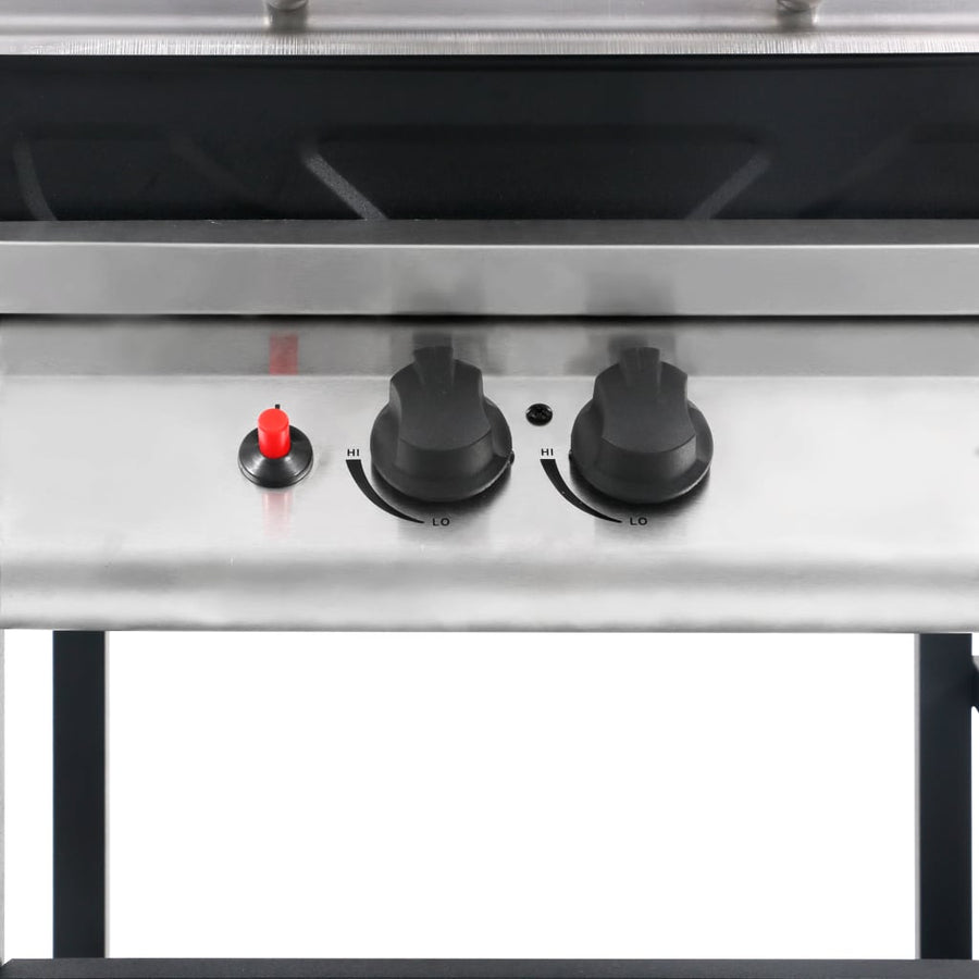 Gasbarbecue Met 3-Laags Zijtafel Kleurig Zwart en zilver