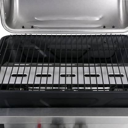 Gasbarbecue Met 3-Laags Zijtafel Kleurig Zwart en zilver