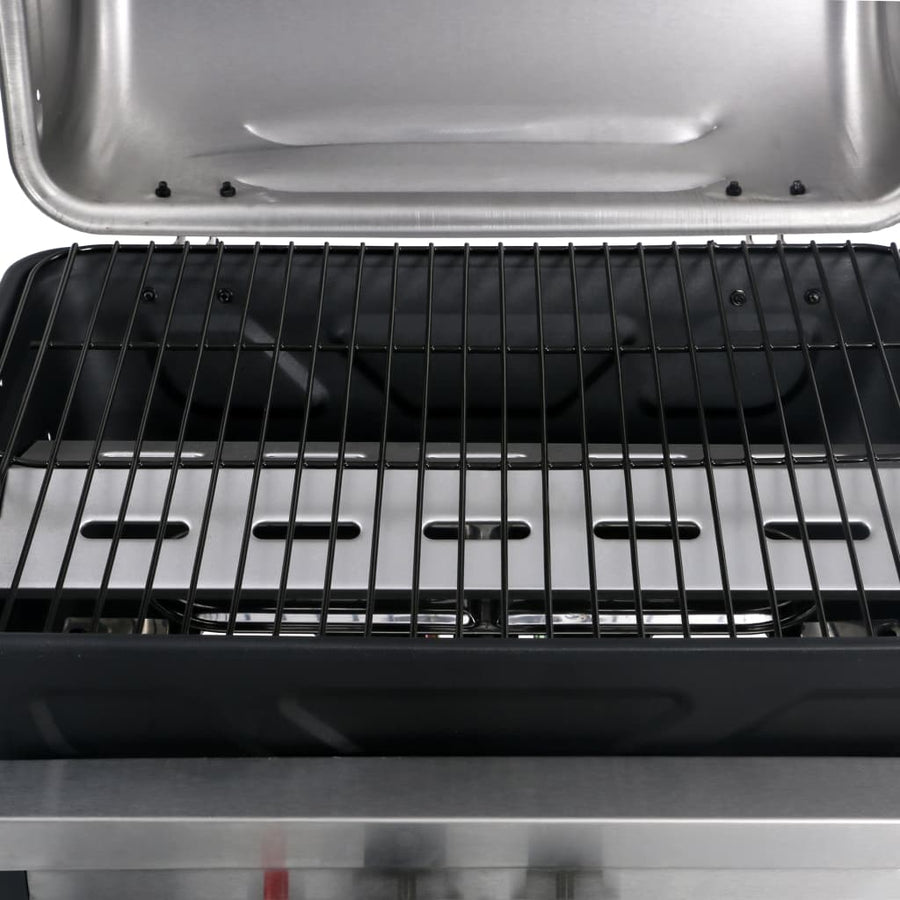 Gasbarbecue Met 3-Laags Zijtafel Kleurig Zwart en zilver