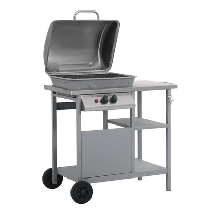 Gasbarbecue Met 3-Laags Zijtafel Zwart En Kleurig Zilver