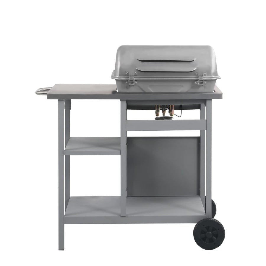 Gasbarbecue Met 3-Laags Zijtafel Zwart En Kleurig Zilver