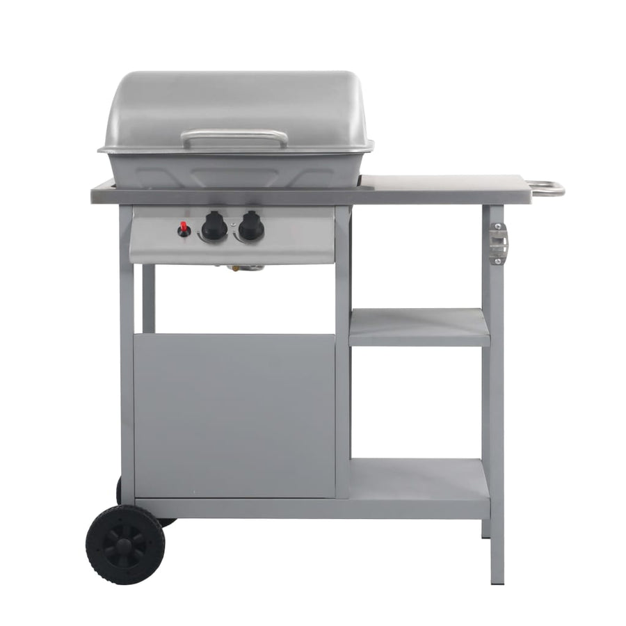 Gasbarbecue Met 3-Laags Zijtafel Zwart En Kleurig Zilver