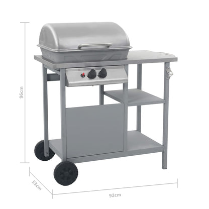 Gasbarbecue Met 3-Laags Zijtafel Zwart En Kleurig Zilver