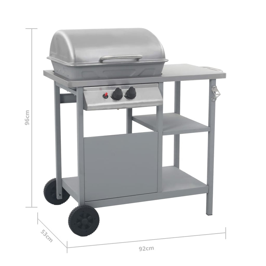 Gasbarbecue Met 3-Laags Zijtafel Zwart En Kleurig Zilver