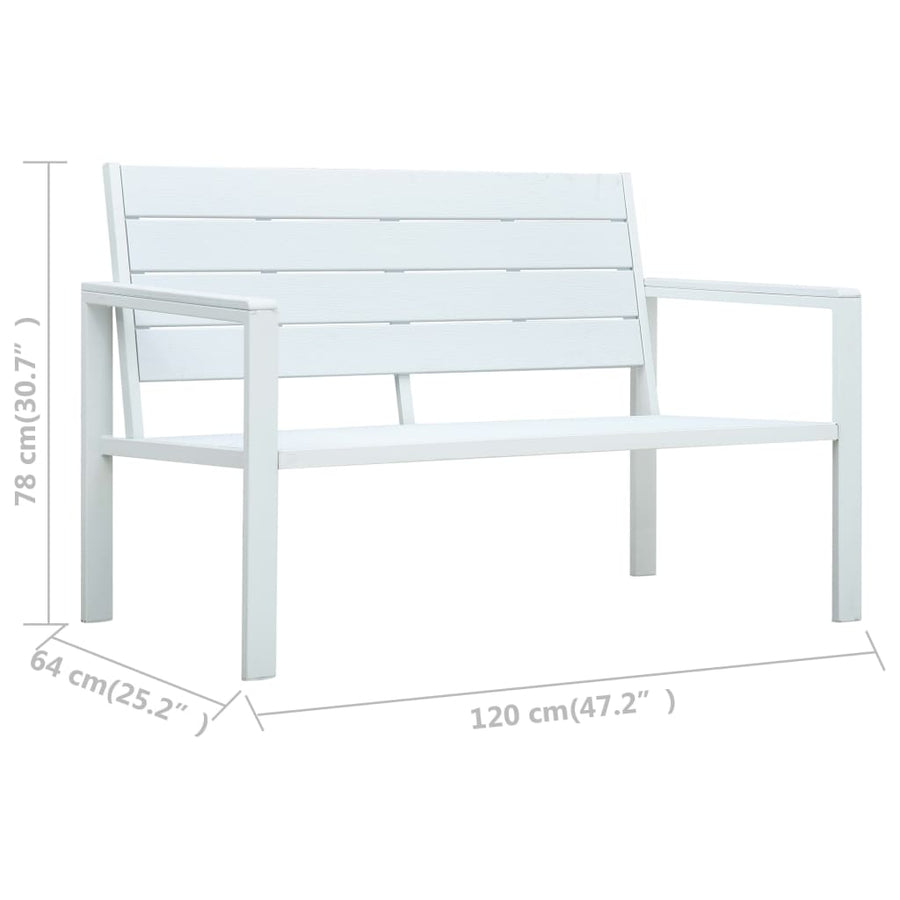 Tuinbank Hout-Look 0 Cm Hdpe Wit