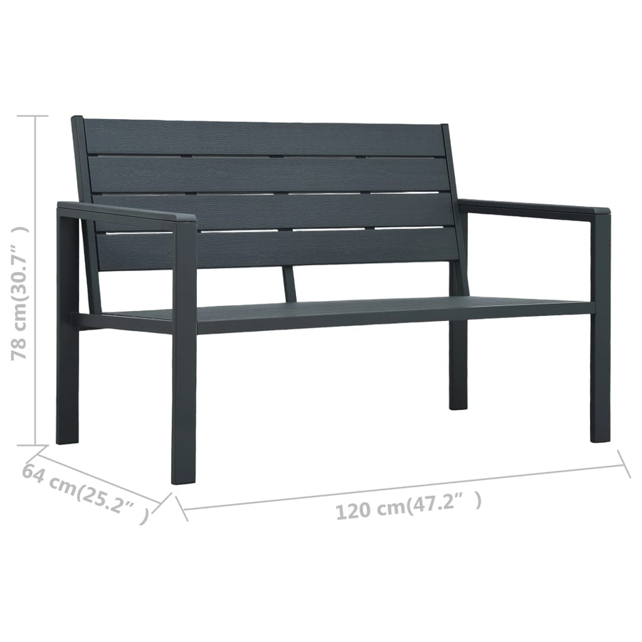 Tuinbank Hout-Look 120 Cm Hdpe Grijs