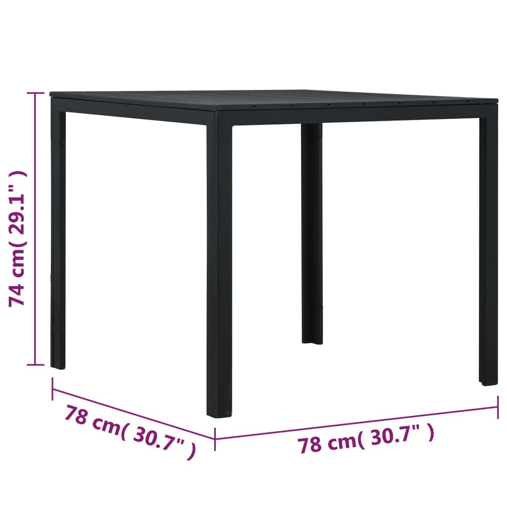 Salontafel hout-look 78x78x74 cm HDPE zwart