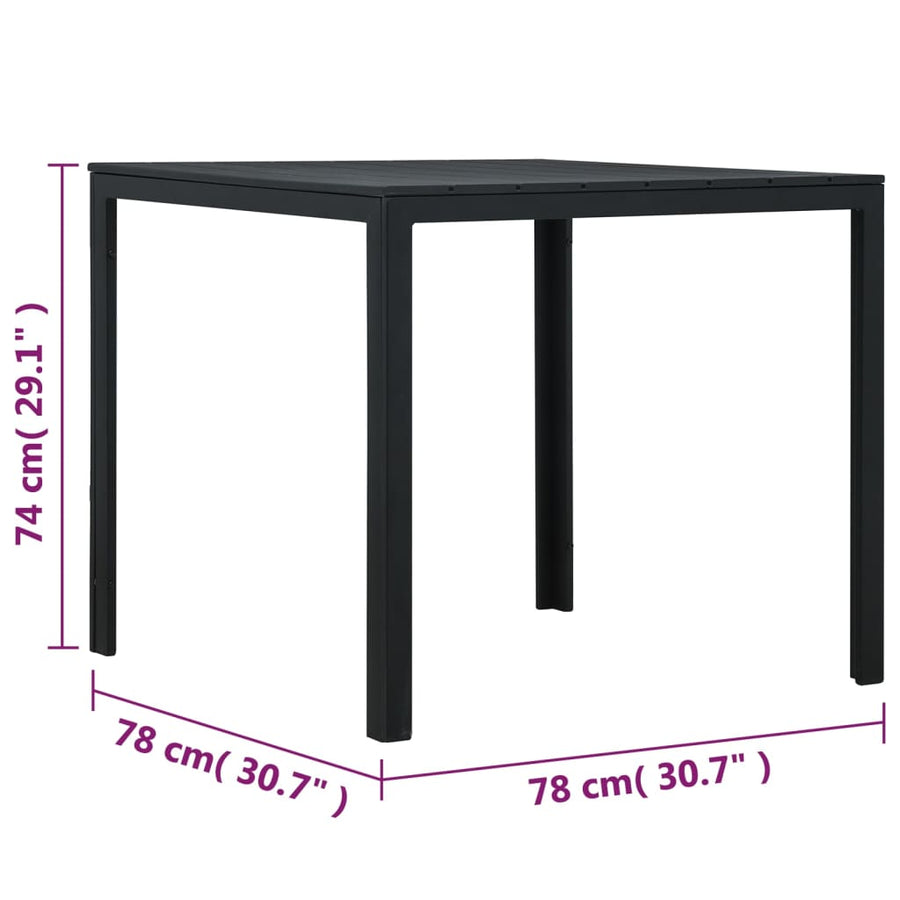 Salontafel hout-look 78x78x74 cm HDPE zwart