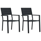 Tuinstoelen 2 st HDPE zwart hout-look