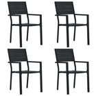 Garden chairs 4 pcs wood-look HDPE black