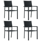 Garden chair 4 pcs Poly Rattan-look plastic black
