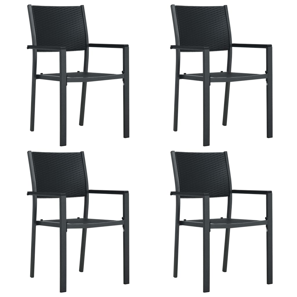 Tuinstoel Rattan-Look Kunststof 4 Zwart