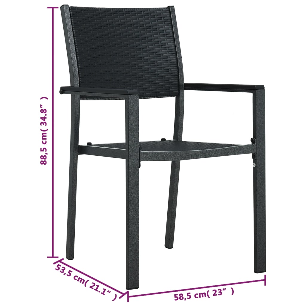 Tuinstoel Rattan-Look Kunststof 4 Zwart