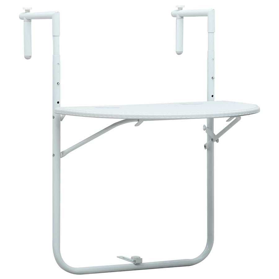 Balkontafel hangend 60x64x83,5 cm rattan-look kunststof wit