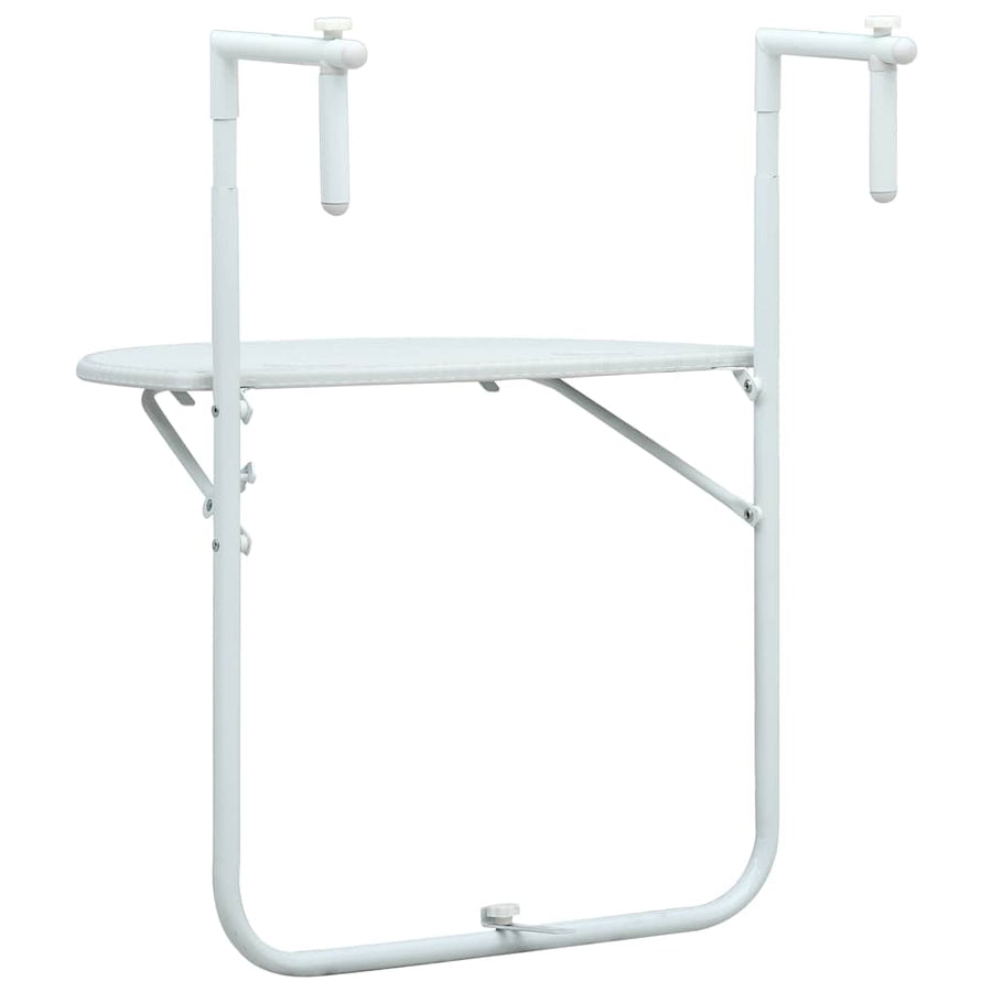 Balkontafel hangend 60x64x83,5 cm rattan-look kunststof wit