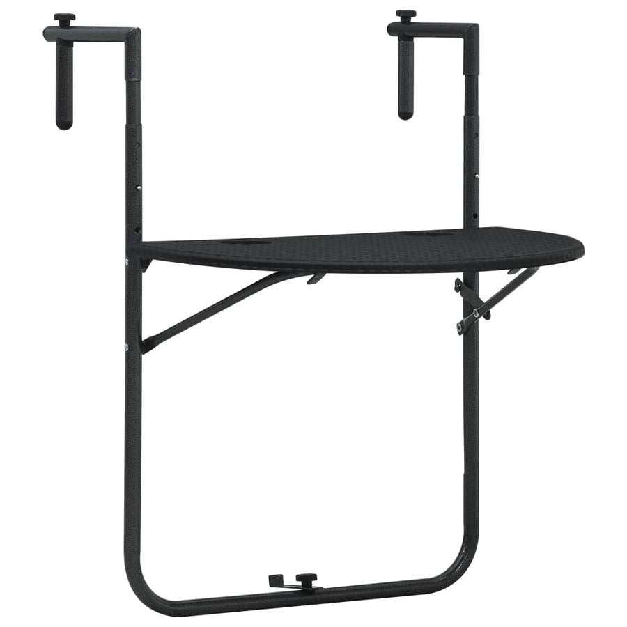 Balkontafel Hangend 60X64X83,5 Cm Rattan-Look Kunststof Zwart