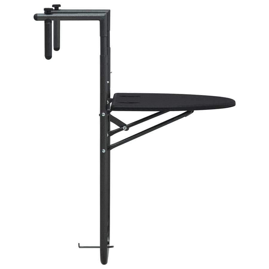 Balkontafel Hangend 60X64X83,5 Cm Rattan-Look Kunststof Zwart