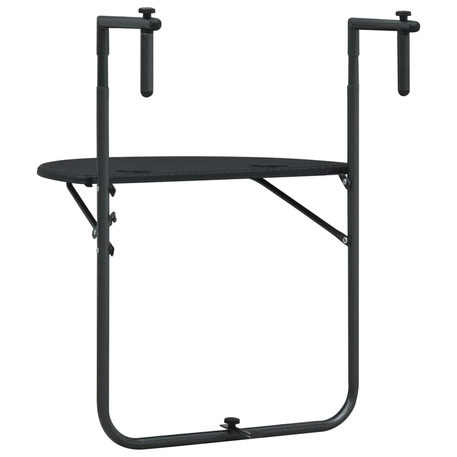 Balkontafel Hangend 60X64X83,5 Cm Rattan-Look Kunststof Zwart
