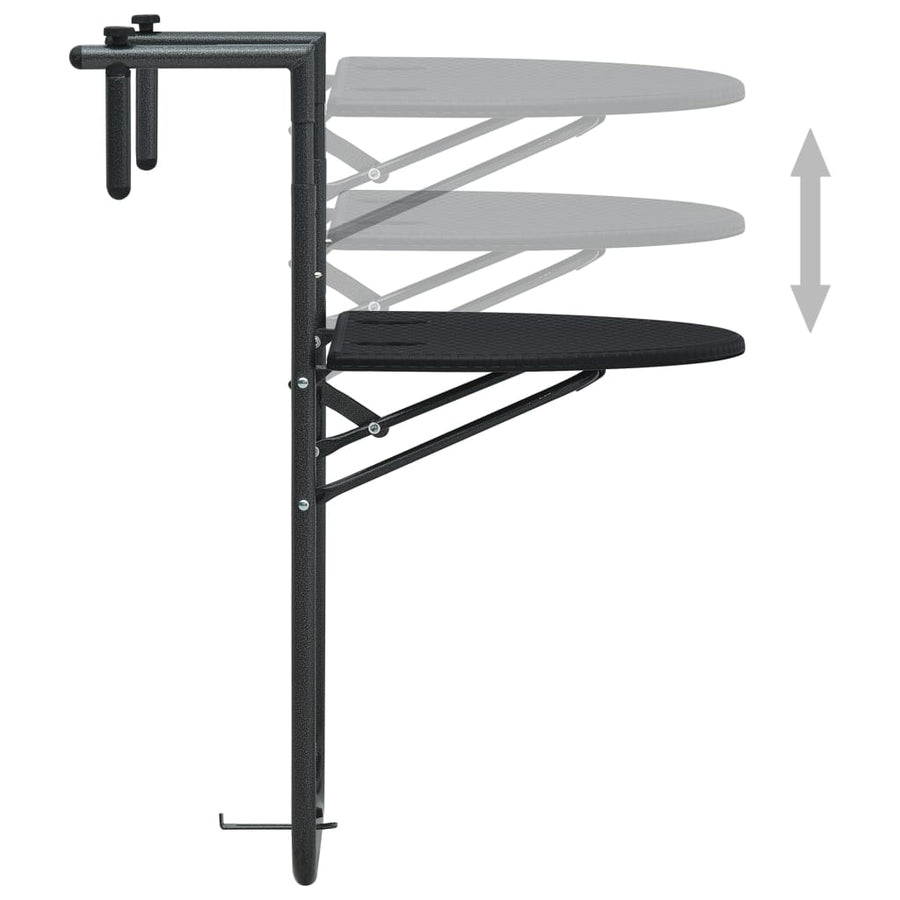 Balkontafel Hangend 60X64X83,5 Cm Rattan-Look Kunststof Zwart