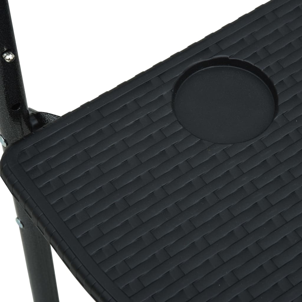 Balkontafel Hangend 60X64X83,5 Cm Rattan-Look Kunststof Zwart