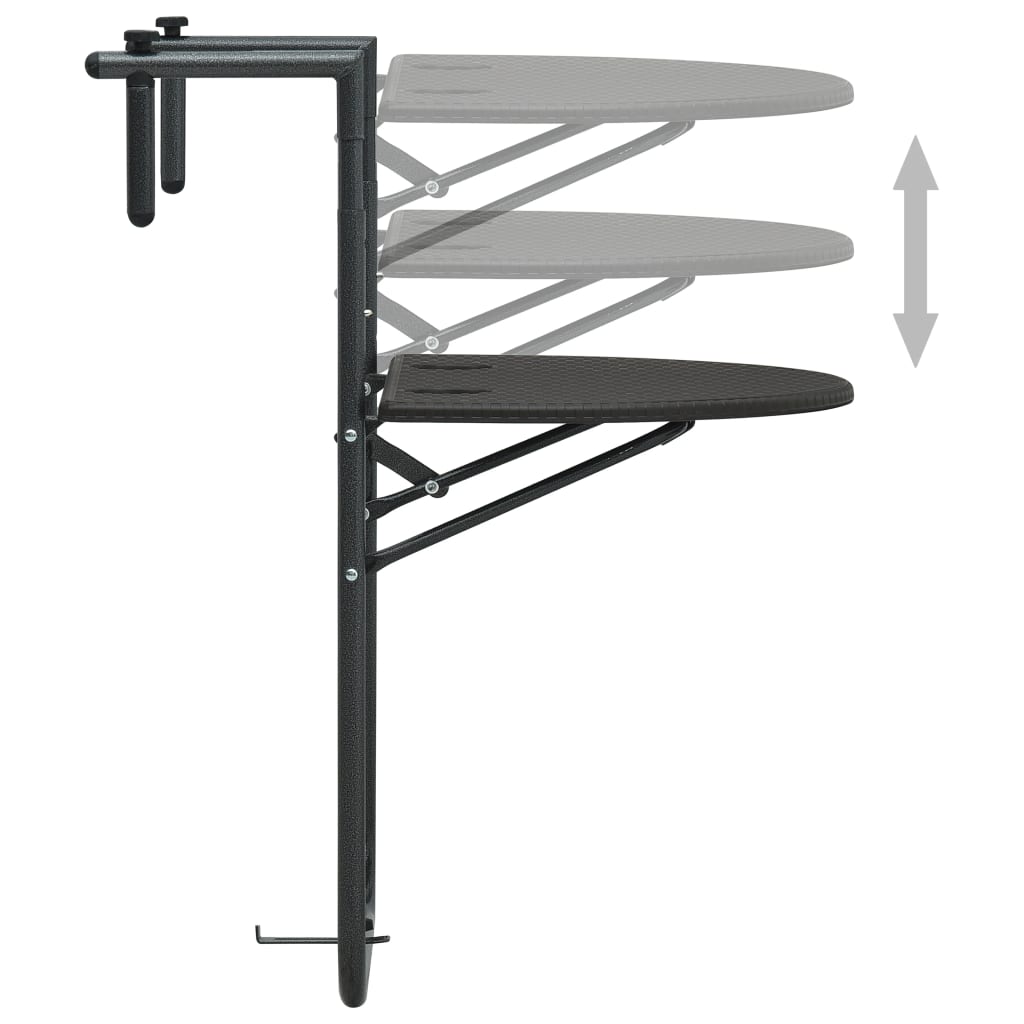 Balkontafel Hangend 60X64X83,5 Cm Rattan-Look Kunststof Bruin