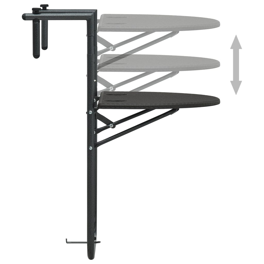 Balkontafel Hangend 60X64X83,5 Cm Rattan-Look Kunststof Bruin