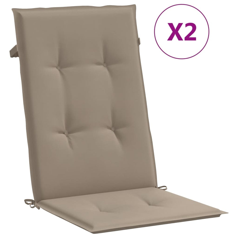 Tuinstoelkussens 2 st hoge rug 120x50x3 cm stof taupe 2 120 x 50 x 3 cm Taupe
