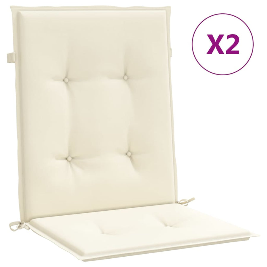 Tuinstoelkussen lage rug 2 st 100x50x3 cm oxford stof crème