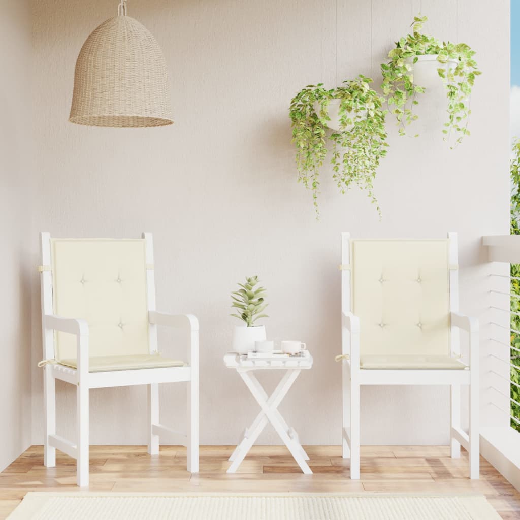 Tuinstoelkussen lage rug 2 st 100x50x3 cm oxford stof crème