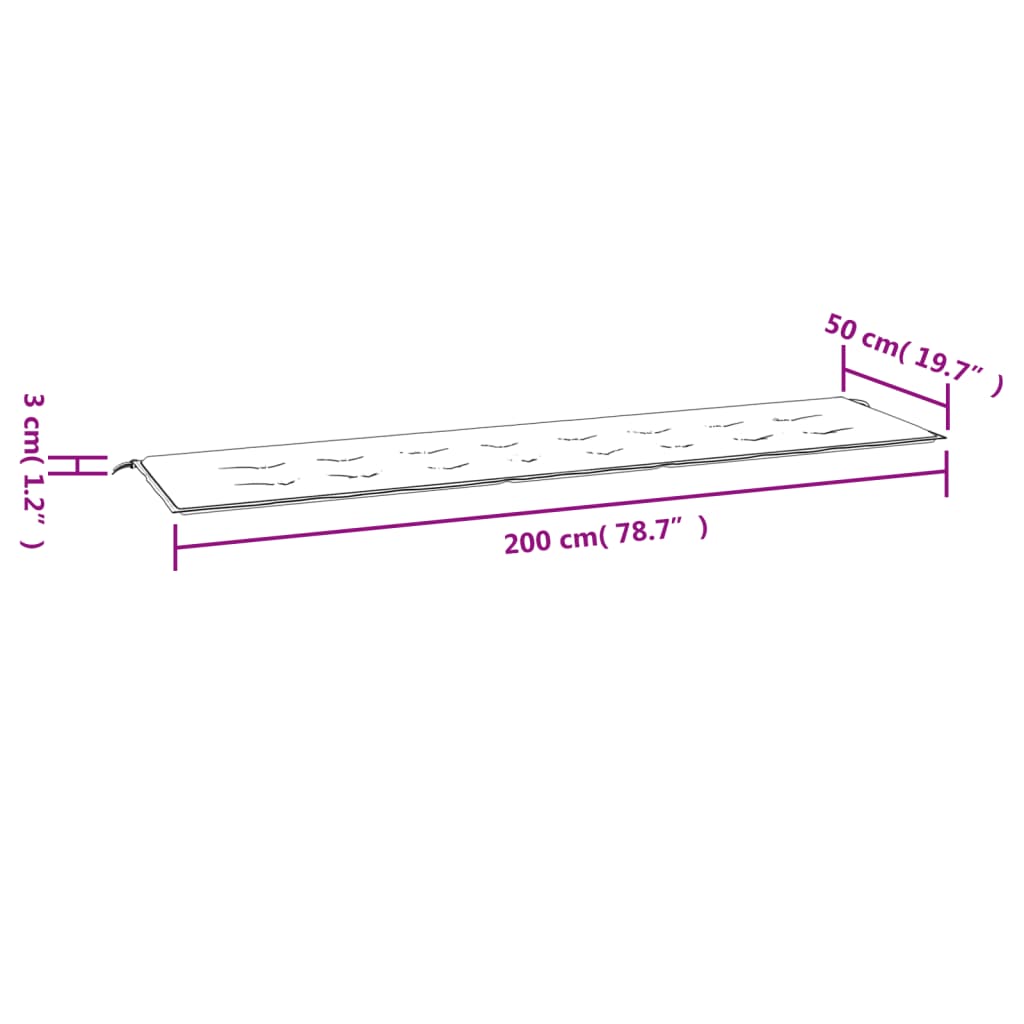 Tuinbankkussen 200x50x3 cm oxford stof crèmekleurig 200 x 50 x 3 cm Crème