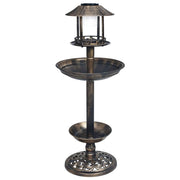 Vogelbadje met solar LED-verlichting kunststof brons 39x96 cm
