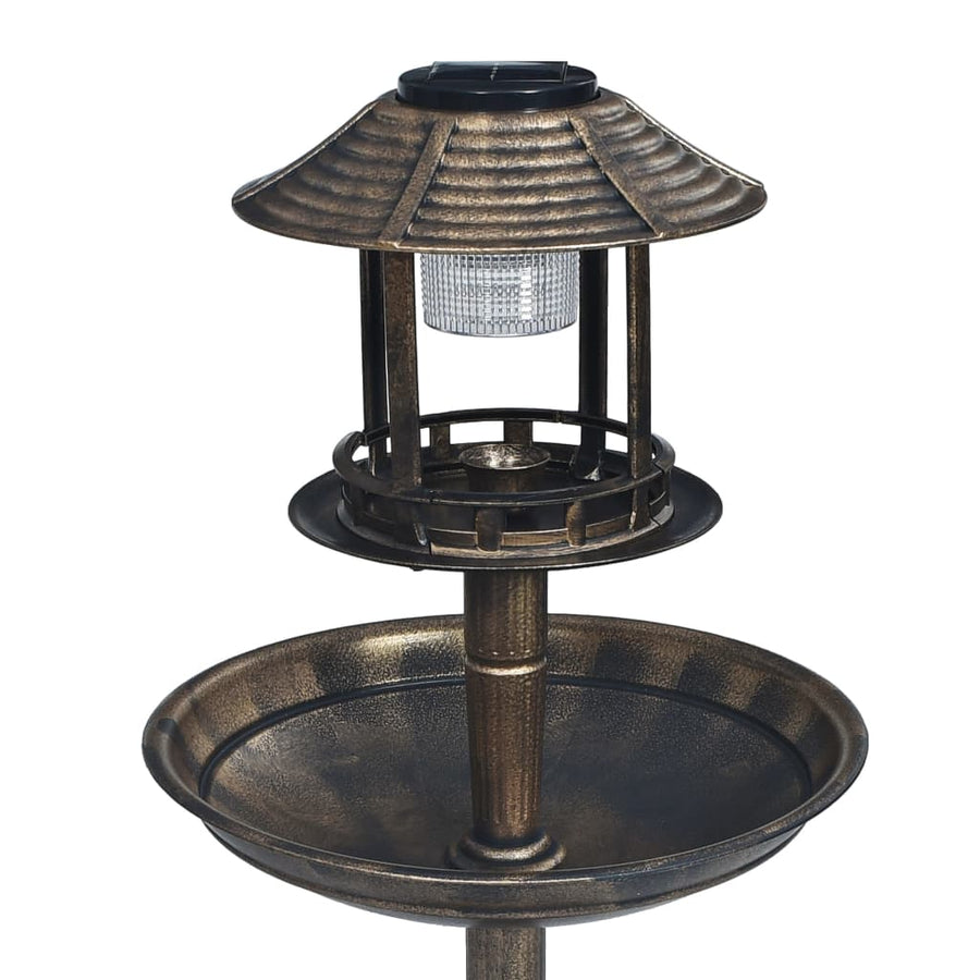 Vogelbadje Met Solar Led-Verlichting Kunststof Brons