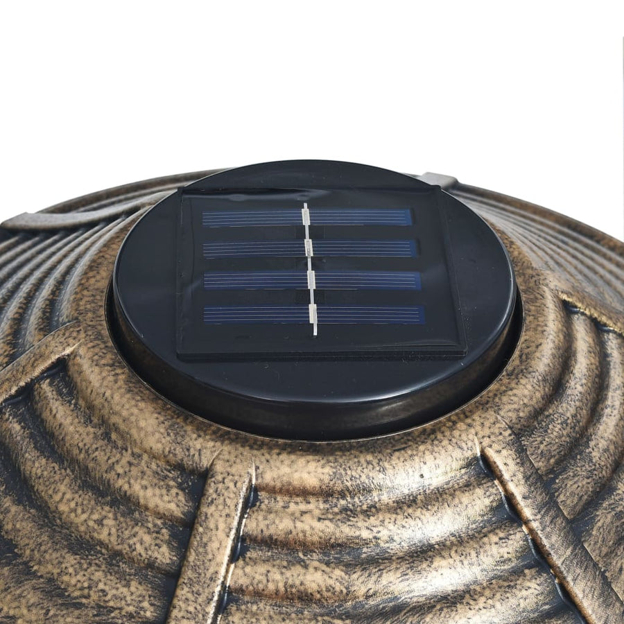 Vogelbadje Met Solar Led-Verlichting Kunststof Brons