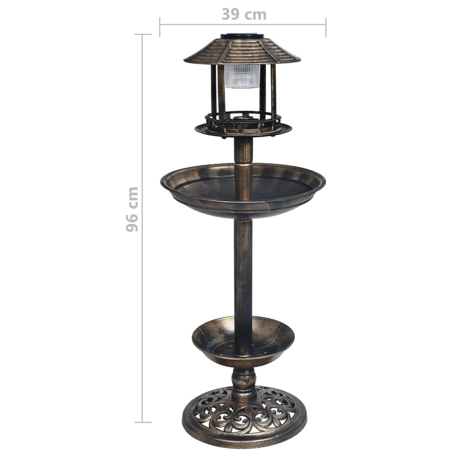 Vogelbadje Met Solar Led-Verlichting Kunststof Brons