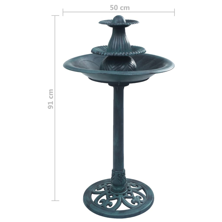 Vogelbadje Met Fontein 50X91 Cm Kunststof Groen