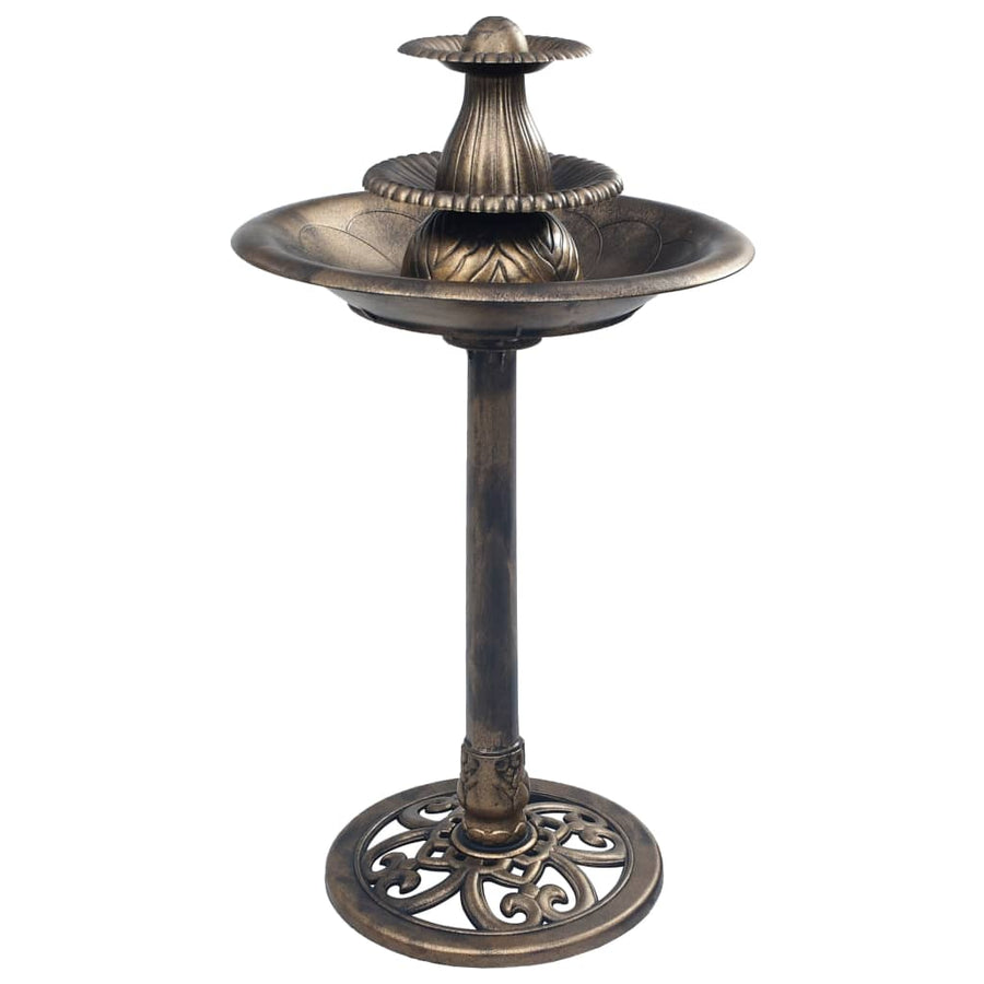 Vogelbadje Met Fontein 50X91 Cm Kunststof Kleurig Brons