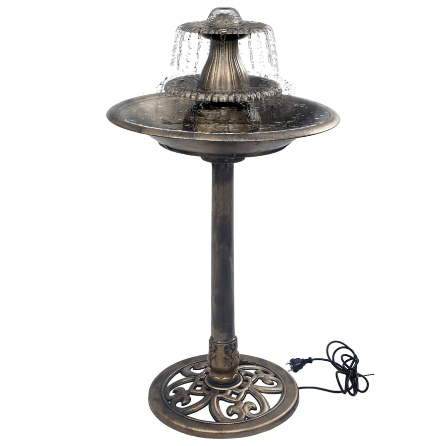 Vogelbadje Met Fontein 50X91 Cm Kunststof Kleurig Brons