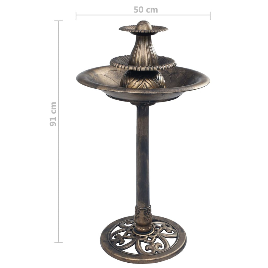 Vogelbadje Met Fontein 50X91 Cm Kunststof Kleurig Brons