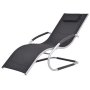 Ligbed met kussen aluminium textileen zwart