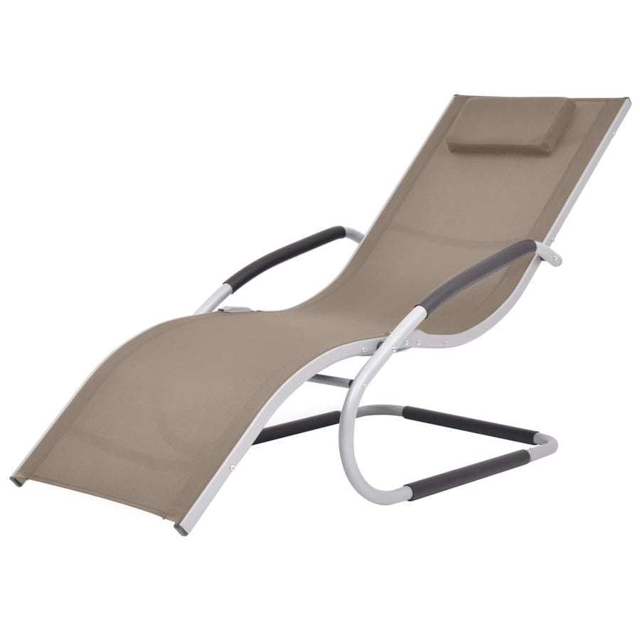 Ligbed met kussen aluminium en textileen taupe