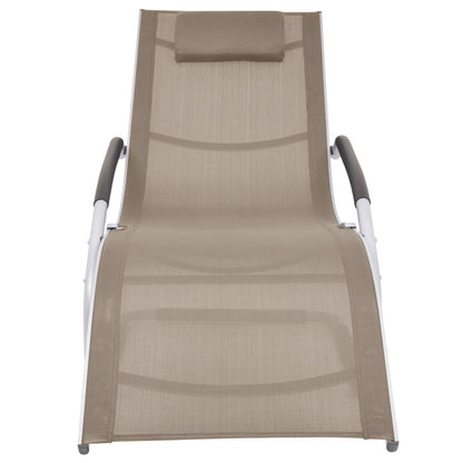 Ligbed met kussen aluminium en textileen taupe