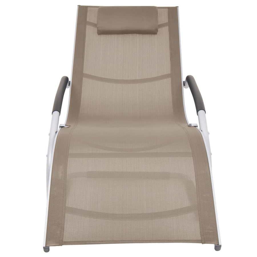Ligbed met kussen aluminium en textileen taupe