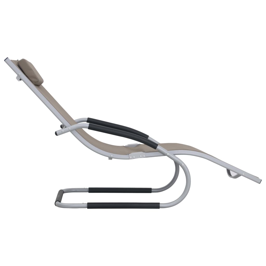 Ligbed met kussen aluminium en textileen taupe