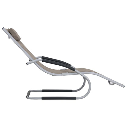 Ligbed met kussen aluminium en textileen taupe