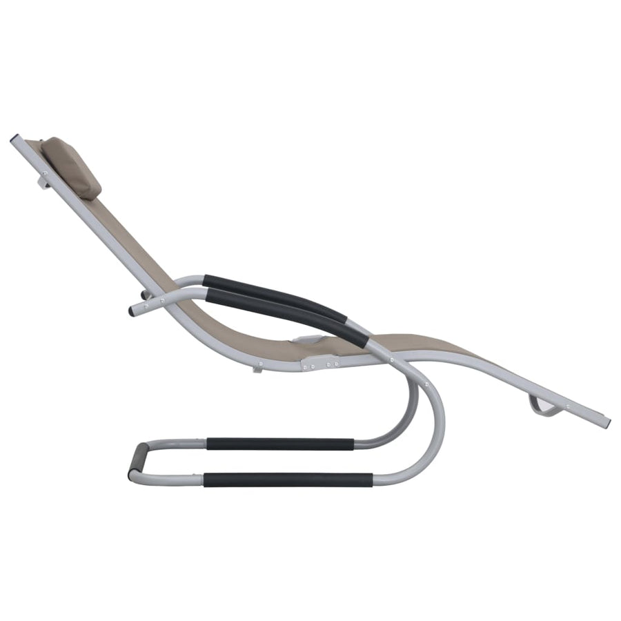 Ligbed met kussen aluminium en textileen taupe