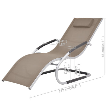 Ligbed met kussen aluminium en textileen taupe