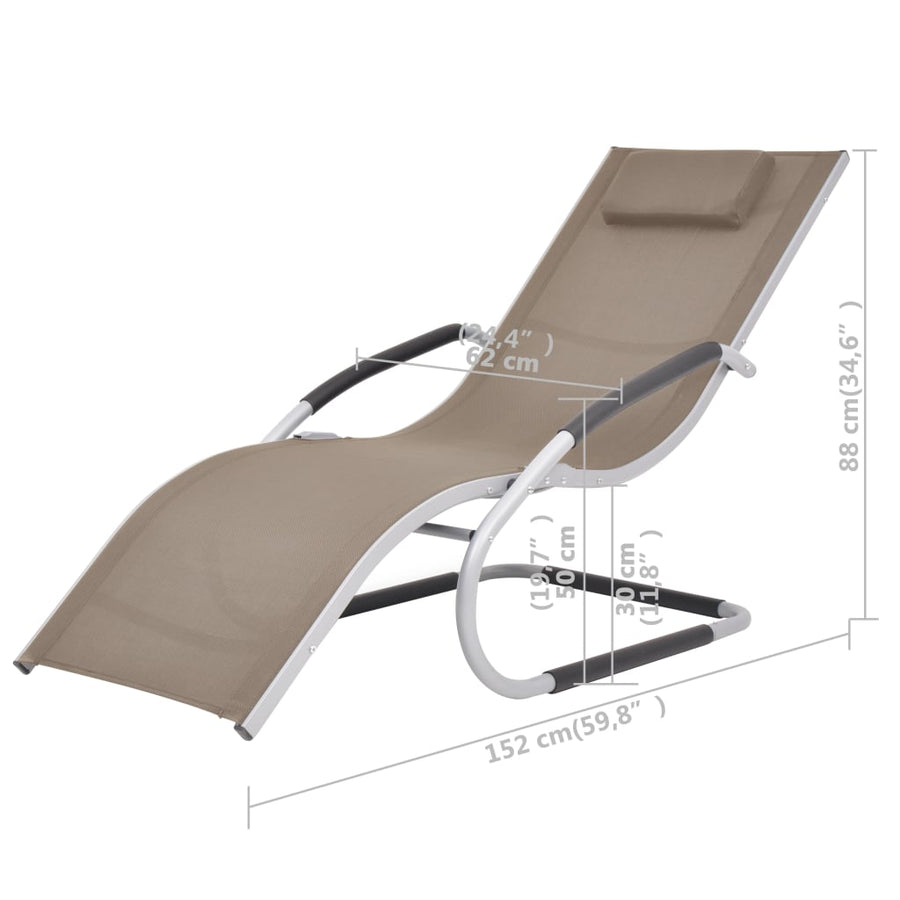 Ligbed met kussen aluminium en textileen taupe